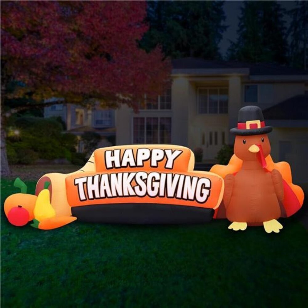 Giant Thanksgiving Inflatable 10.5ft Yard Sign LED Lights